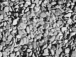 Coarse gravel in monochrome