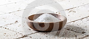 Coarse salt in cup for concept of bath or cooking