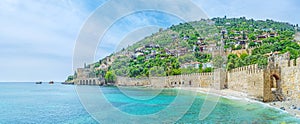 The coast of Alanya with fortress wall