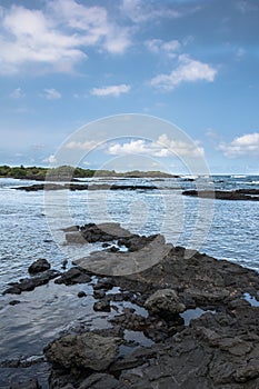 The coast along the Black Sand Beach in Big Island, Hawaii