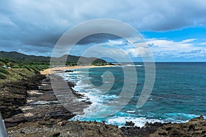 The coast along Halona in Oahu, Hawaii