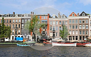 Coast of Amstel river in Amsterdam