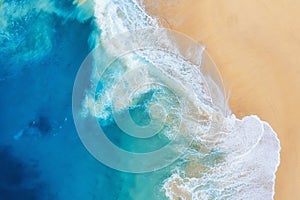 Coast as a background from top view. Turquoise water background from air. Summer seascape from drone. Nusa Penida island, Indonesi