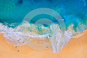 Coast as a background from top view. Turquoise water background from top view. Summer seascape from air. Nusa Penida island, Indon