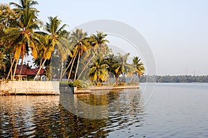 The coast of the backwaters at Kollam photo