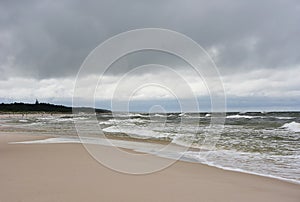 coast of the Baltic Sea. Wild sandy coast and cold sea