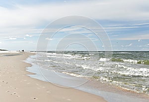 coast of the Baltic Sea. Wild sandy coast and cold sea