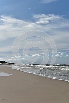 coast of the Baltic Sea. Wild sandy coast and cold sea