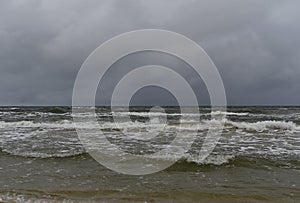 coast of the Baltic Sea. Wild sandy coast and cold sea