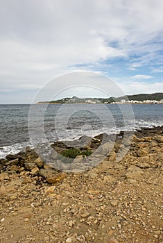 The coast in the bassa cove of San Antonio, Ibiza