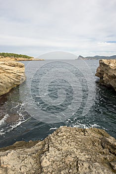 The coast in the bassa cove of San Antonio, Ibiza