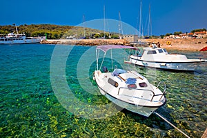 Coast and beach of Prvic island summer view