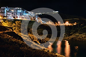 Coast of a Benidorm at night