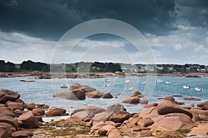 Coast of Brittany with threatening thunderstorm