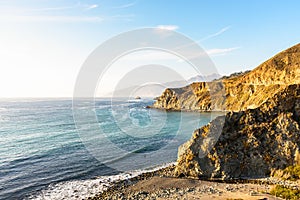 Coast of California at sunset in autumn