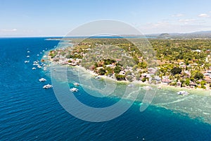 Coast of Cebu island, Moalboal, Philippines, top view.