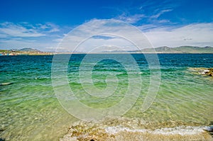 Coast of clear Sevan Lake in Armenian mountains, Armenia