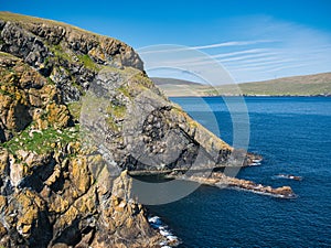 Coast cliffs at the Keen of Hamar on the island of Unst in Shetland, UK