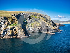 Coast cliffs at the Keen of Hamar on the island of Unst in Shetland, UK.