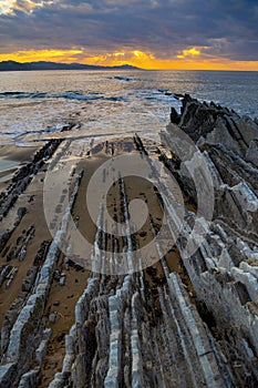 The coast cliffs in Zumaia, Basque Country.