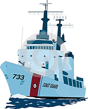 Coast Guard Cutter Vector Illustration