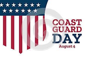 Coast Guard Day. August 4. Holiday concept. Template for background, banner, card, poster with text inscription. Vector