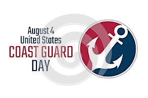 Coast Guard Day. August 4. Holiday concept. Template for background, banner, card, poster with text inscription. Vector