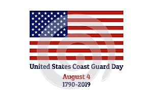 Coast Guard Day holiday background with national flag of the United States of America. Annual celebrated every August 4