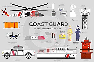 Coast guard with security equipment and team.