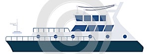 Coast guard ship color icon. Fast boat