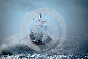 Coast guard during storm photo