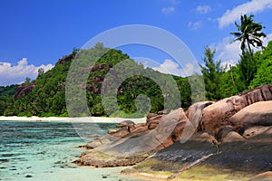Coast of gulf Lazare (Baie Lazare). Mahe, Seychelles
