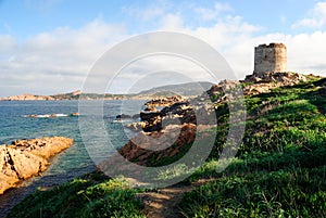 The coast of Isola Rossa and the Aragonese tower