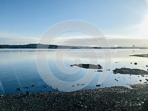 Coast of Kiwi Esplanade. Calm Seascape.