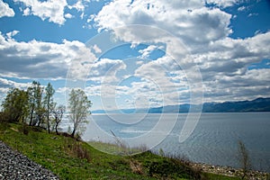 The coast of Lake Baikal on the Circum-Baikal Railway.