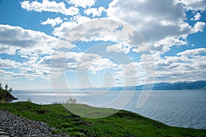 The coast of Lake Baikal on the Circum-Baikal Railway.