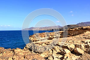 the coast landscape and beach La Pared, Fuerteventura, Canary Islands, Spain photo