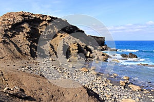 the coast landscape and beach La Pared, Fuerteventura, Canary Islands, Spain photo