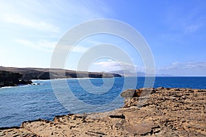 the coast landscape and beach La Pared, Fuerteventura, Canary Islands, Spain photo