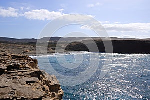 the coast landscape and beach La Pared, Fuerteventura, Canary Islands, Spain photo