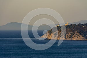 Coast and lighthouse of the Malabata Cape in Tangier