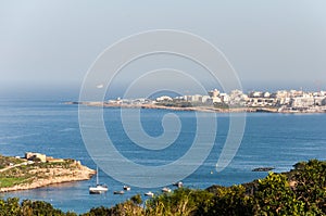 Coast line of Qawra city in Malta island