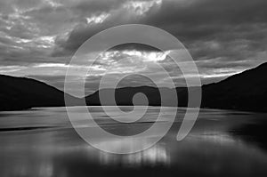 Coast of Loch Earn in bw