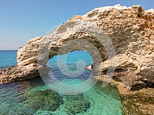 Coast with the lover`s bridge near Ayia Napa in Cyprus photo