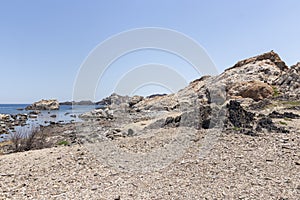 f the mediterranean sea in the cap de creus in the costa brava photo