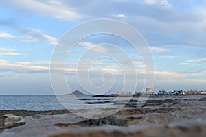 Coast of the mediterranean sea with a view of the city