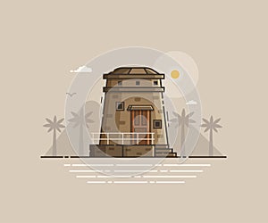 Coast Observation Tower Vector Illustration