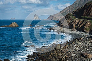 Coast ocean highroad lonely cloudy sky photo