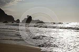 The coast of the ocean in Portugal