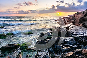 Coast of the ocean at sunset